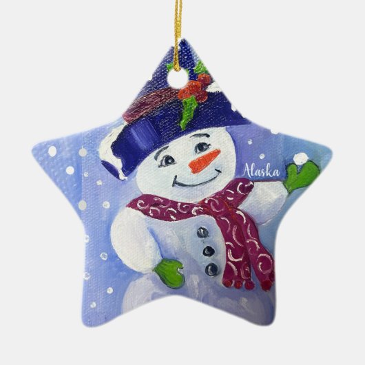 Alaskan Snowball Snowman Keramik Keramik Ornament (Vorne)