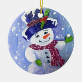 Alaskan Snowball Snowman Keramik Ornament