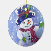 Alaskan Snowball Snowman Keramik Ornament (Links)
