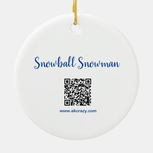Alaskan Snowball Snowman Keramik Ornament (Hinten)