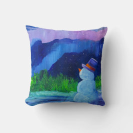 Alaskan Snowman Throw Pillow Kissen