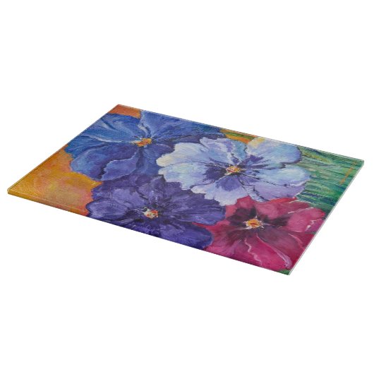 Alaskan Stiefmütterchens Glass Cutting Board Schneidebrett (Ecke)