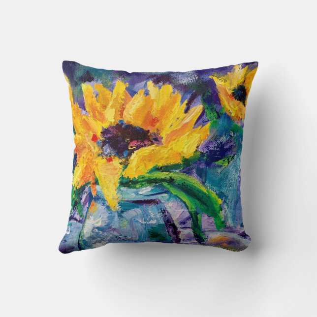 Alaskan Sunflower Blues Throw Pillow Kissen (Rückseite)
