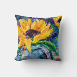 Alaskan Sunflower Blues Throw Pillow Kissen