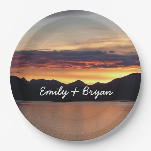 Alaskan Sunset I Beautiful Alaska Fotografie Pappteller (Vorderseite)