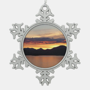 Alaskan Sunset I Beautiful Alaska Fotografie Schneeflocken Zinn-Ornament