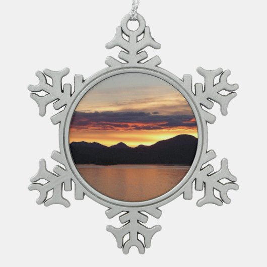 Alaskan Sunset I Beautiful Alaska Fotografie Schneeflocken Zinn-Ornament (Vorderseite)
