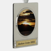 Alaskan Sunset III Schöne Alaska Fotografie Banner-Ornament Silber (Rechts)