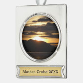 Alaskan Sunset III Schöne Alaska Fotografie Banner-Ornament Silber (Links)