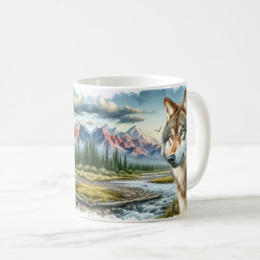 Alaskan Timber Wolf Kaffeetasse (VorderseiteRechts)