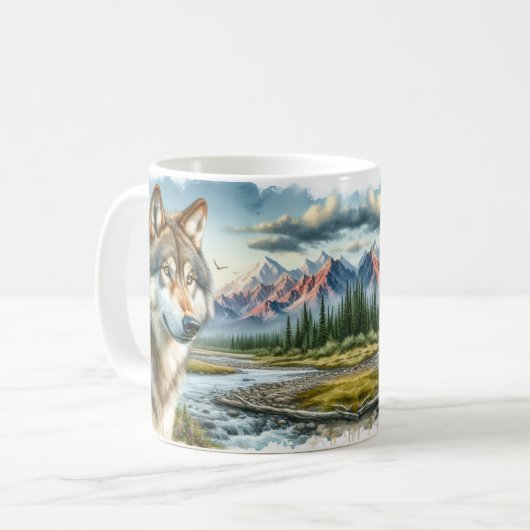 Alaskan Timber Wolf Kaffeetasse (Vorderseite Links)