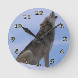 Alaskan Timber Wolf Runde Wanduhr