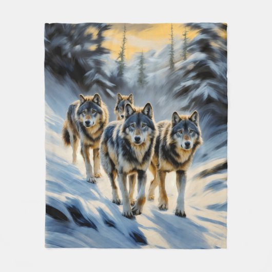 Alaskan Wild Wolf Pack Fleecedecke (Vorderseite)