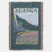 AlaskaRailroad und Fireweed-Vintage Reise Decke (Vorderseite Vertikal)