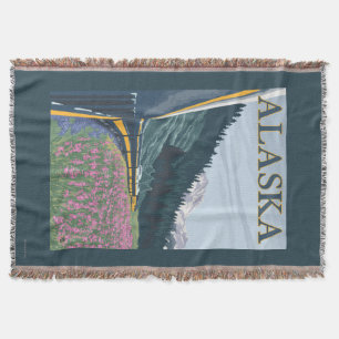 AlaskaRailroad und Fireweed-Vintage Reise Decke