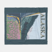 AlaskaRailroad und Fireweed-Vintage Reise Fleecedecke (Vorderseite (Horizontal))