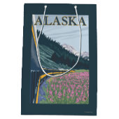 AlaskaRailroad und Fireweed-Vintage Reise Mittlere Geschenktüte (Rückseite)