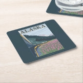 AlaskaRailroad und Fireweed-Vintage Reise Rechteckiger Pappuntersetzer (angewinkelt)