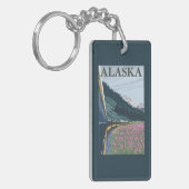 AlaskaRailroad und Fireweed-Vintage Reise Schlüsselanhänger (Vorderseite links)