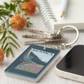 AlaskaRailroad und Fireweed-Vintage Reise Schlüsselanhänger (Vorderseite rechts)