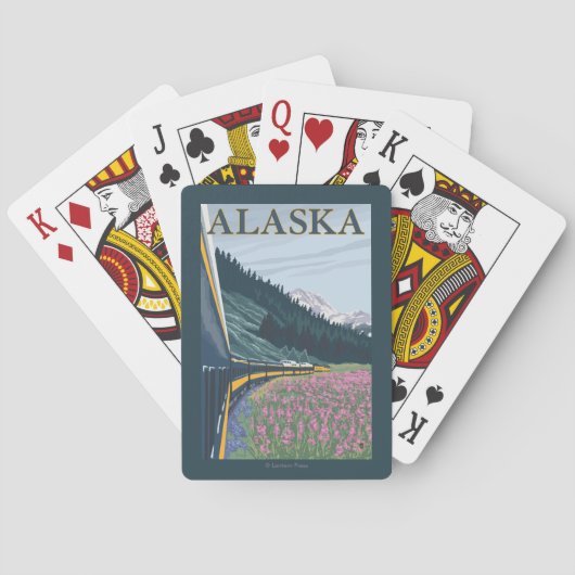 AlaskaRailroad und Fireweed-Vintage Reise Spielkarten (Rückseite)
