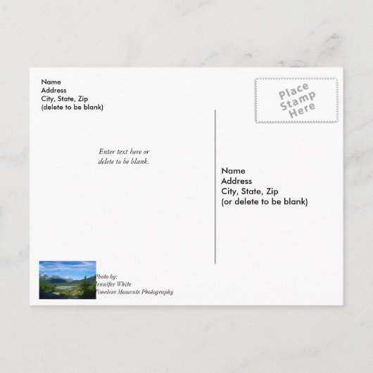 Alaska's Exit Glacier Valley Danke Postkarte (Rückseite)