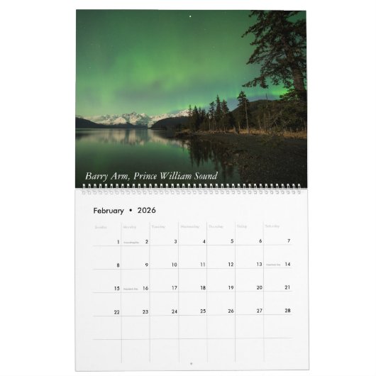Alaskas magischer Prinz William Sound Calendar Kalender (Feb 2026)