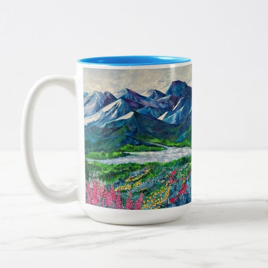 Alaska's Mountains & Fireweed 15oz Tasse (Links)