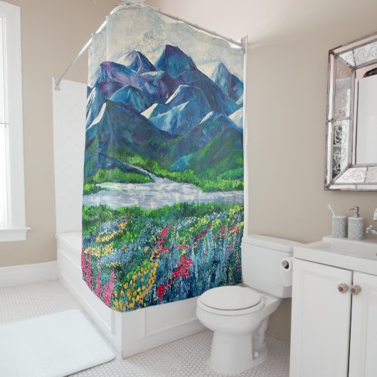 Alaska's Mountains & Fireweed Duschvorhang (Beispiel)