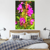 Alaskische Fireweed-Rosa-Wildblume abstrakt Leinwanddruck (Insitu (Schlafzimmer))