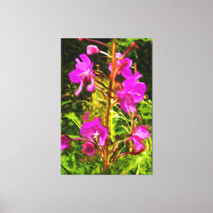 Alaskische Fireweed-Rosa-Wildblume abstrakt Leinwanddruck