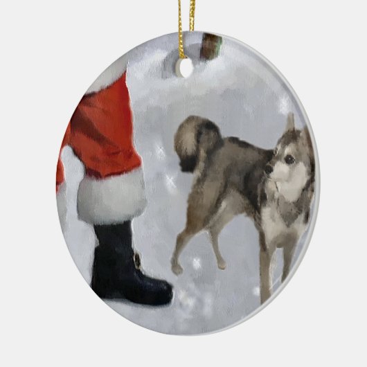 Alaskische Klee Kai Weihnachtsgeschenke Keramikornament (Links)