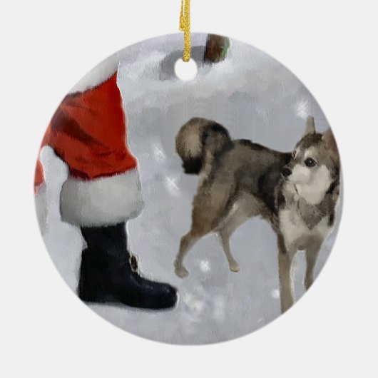 Alaskische Klee Kai Weihnachtsgeschenke Keramikornament (Hinten)