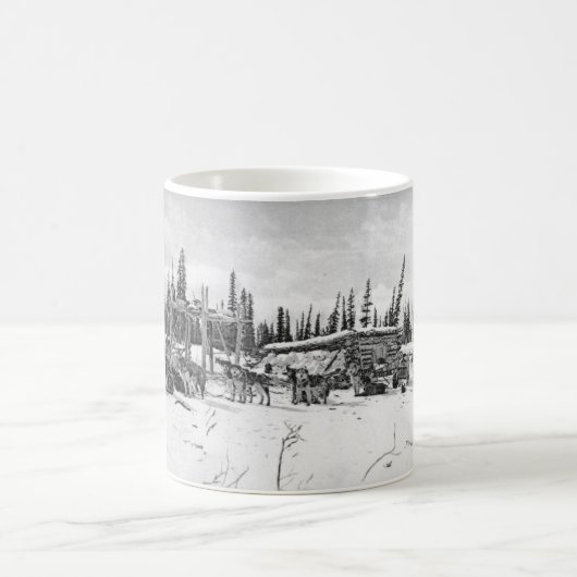 Alaskische Schlitten-Hunde stehend außerhalb einer Kaffeetasse (Mittel)