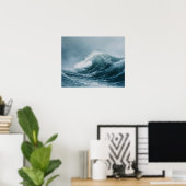 Alaskische stürmische Meere Aquarell Poster (Heimbüro)