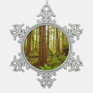 Alaskischer gemäßligter Regenwald Schneeflocken Zinn-Ornament