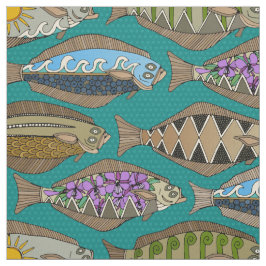 Alaskischer Heilbutt aquamarin Stoff