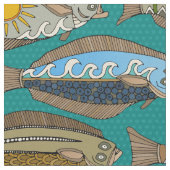 Alaskischer Heilbutt aquamarin Stoff (Nahaufnahme)