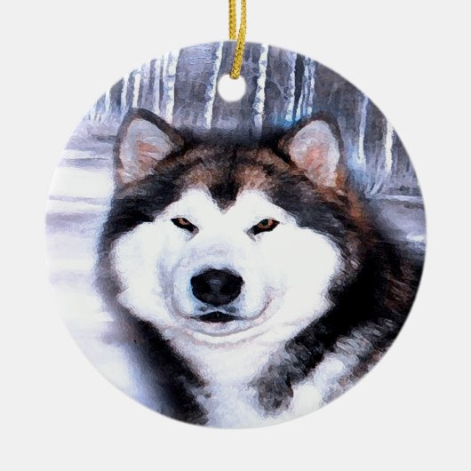 Alaskischer Malamute-Entwurf durch Künstler Keramikornament (Vorne)