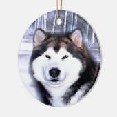 Alaskischer Malamute-Entwurf durch Künstler Keramikornament (Links)