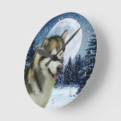 Alaskischer Malamute-Uhr Runde Wanduhr (Winkel)