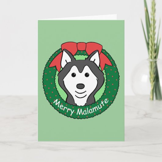 Alaskischer Malamute-Weihnachten Feiertagskarte (Vorderseite)