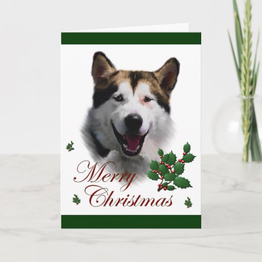 Alaskischer Malamute-Weihnachten Feiertagskarte (Vorderseite)