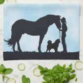 Alaskischer Malamute-Western-Silhouette Geschirrtuch (Gefaltet)