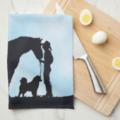 Alaskischer Malamute-Western-Silhouette Geschirrtuch (Viertel Falte)