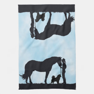 Alaskischer Malamute-Western-Silhouette Geschirrtuch