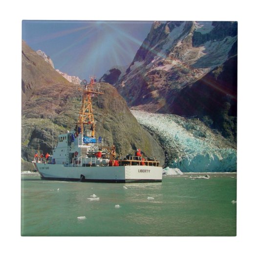 Alaskischer Mountain View mit Boot Fliese (Vorderseite)