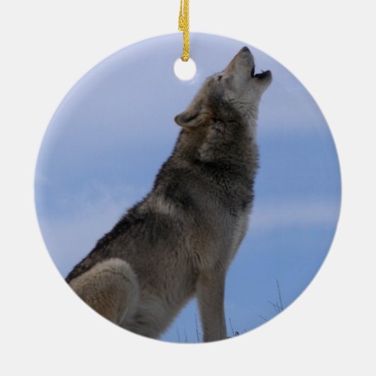 Alaskischer Timberwolf Keramik Ornament (Hinten)