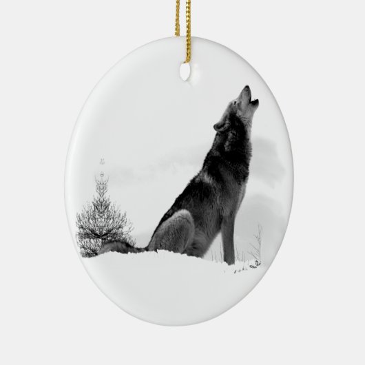 Alaskischer Timberwolf Keramikornament (Rechts)