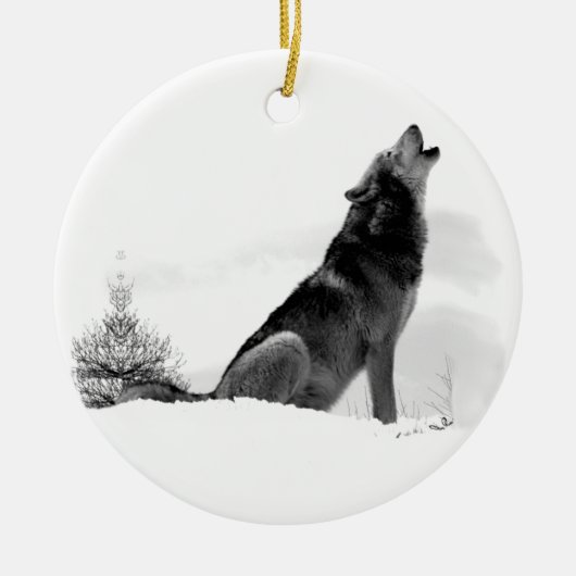 Alaskischer Timberwolf Keramikornament (Vorne)
